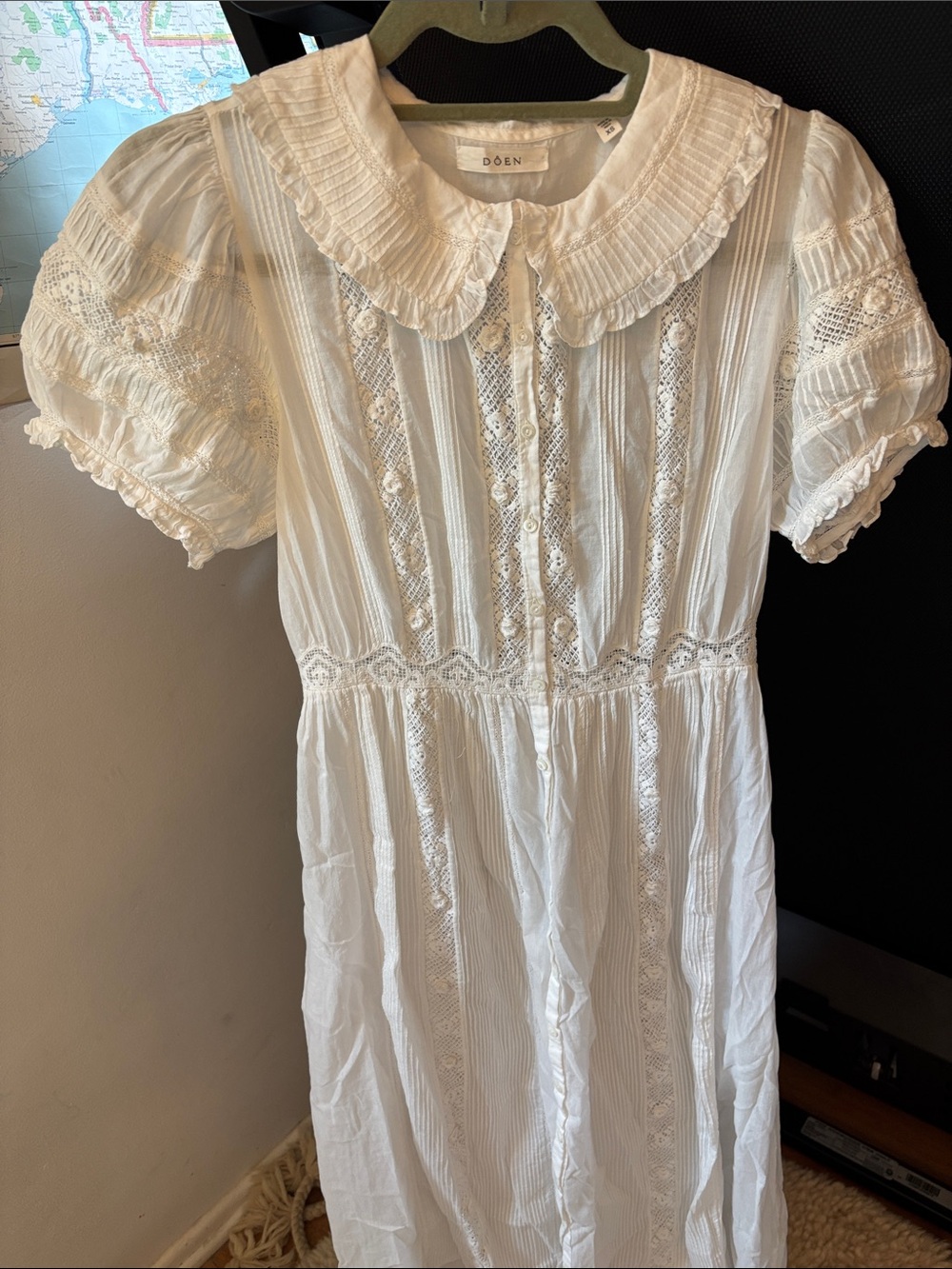 Doen Lace-Trim Cotton Dress with Peter Pan Collar - Picture 4 of 17